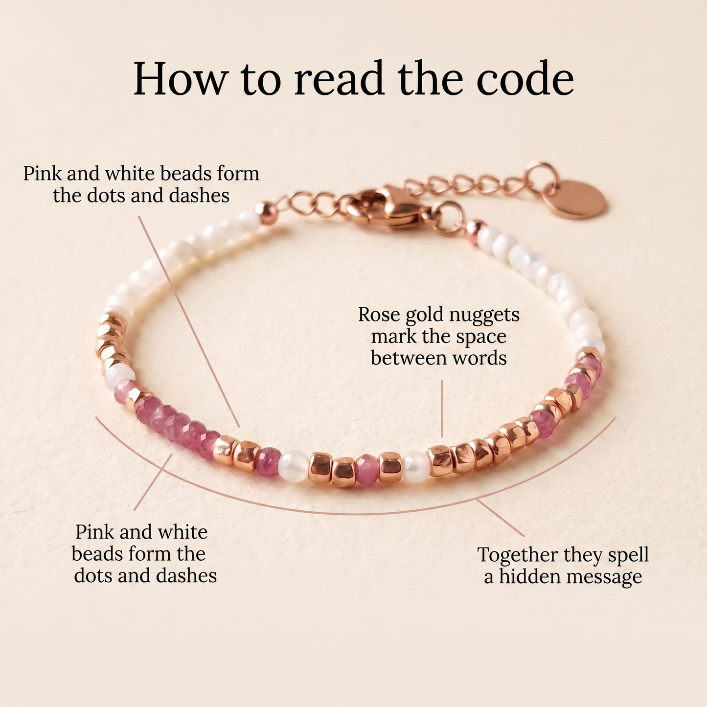 This Is Your Fight — Pink Tourmaline Morse Code Bracelet