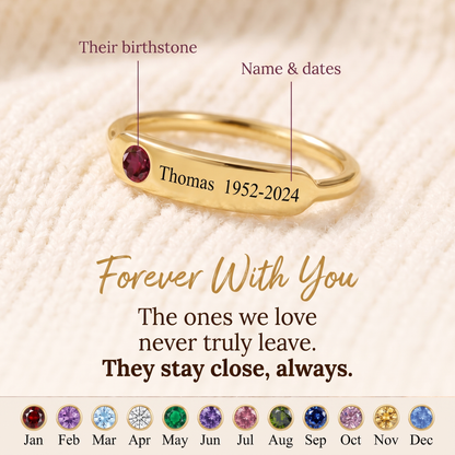 Forever With You — Memorial Name & Birthstone Ring
