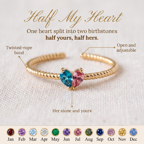 Half My Heart — Mother & Daughter Birthstone Ring