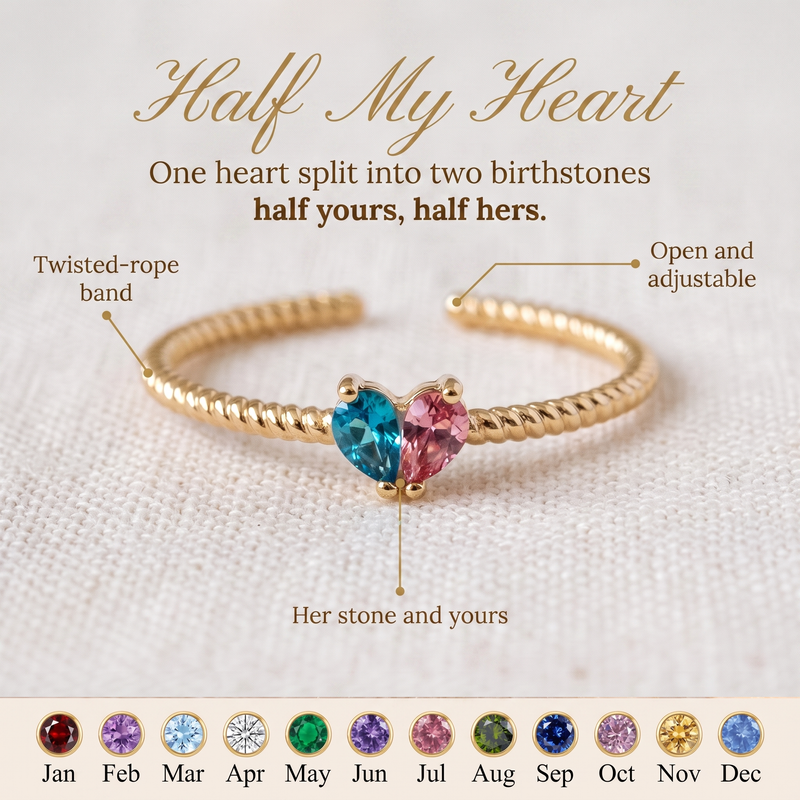 Half My Heart — Mother & Daughter Birthstone Ring