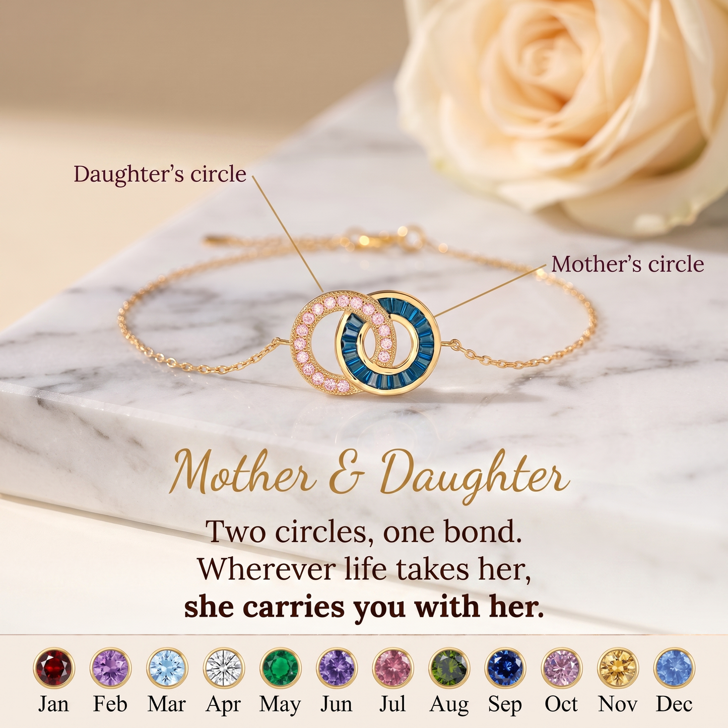Two Circles, One Bond — Mother & Daughter Bracelet