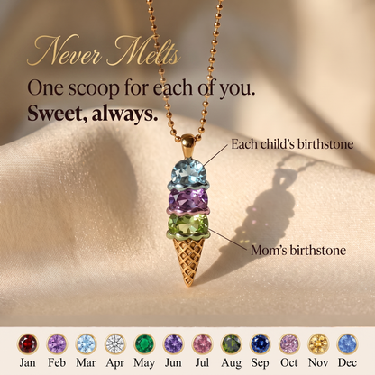Never Melts — Mother's Ice Cream Birthstone Necklace