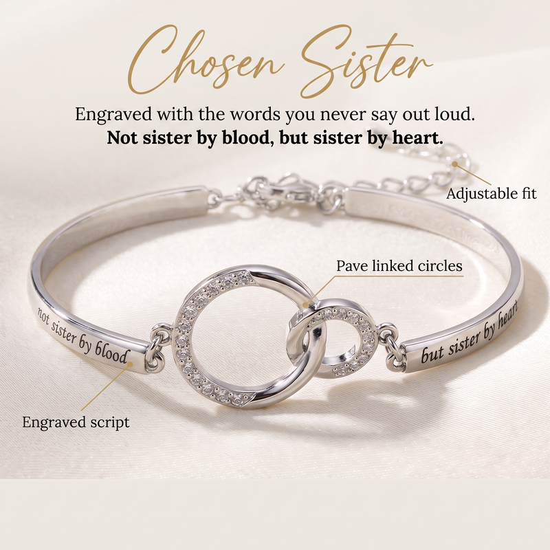 Chosen Sister — Engraved Pavé Bangle