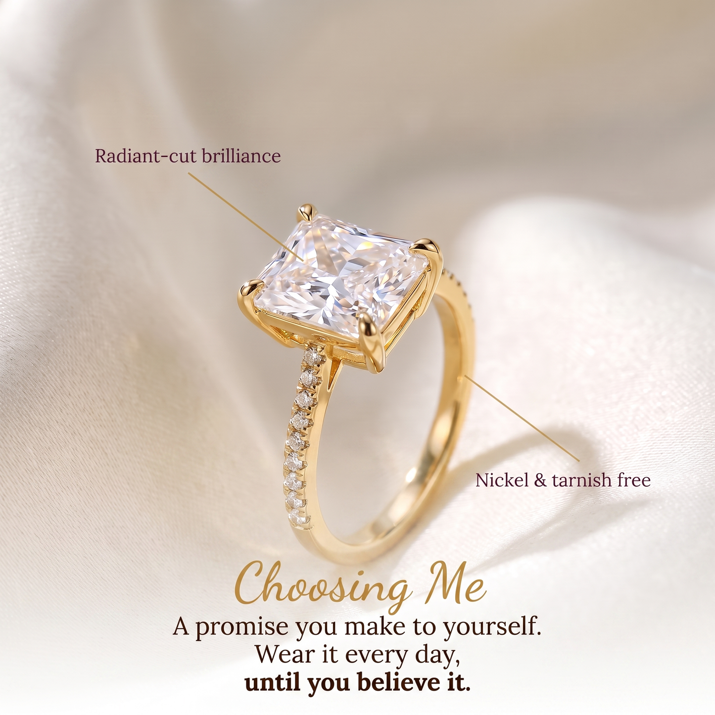 Choosing Me — Radiant Cut Self-Love Ring