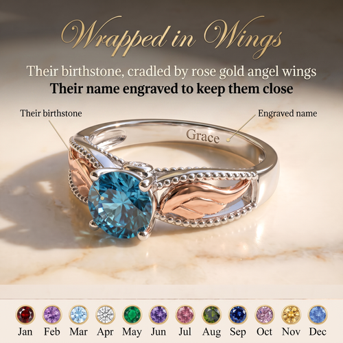 Wrapped in Wings — Angel Wing Memorial Birthstone Ring