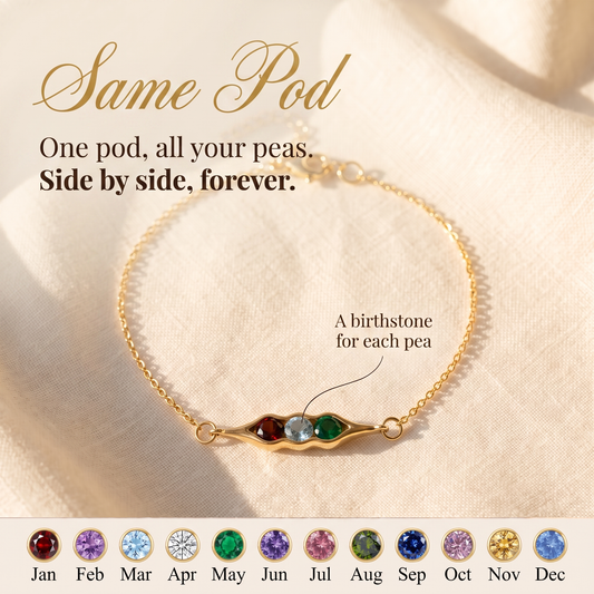 Same Pod — Besties Birthstone Pea Pod Bracelet