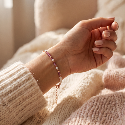 This Is Your Fight — Pink Tourmaline Morse Code Bracelet
