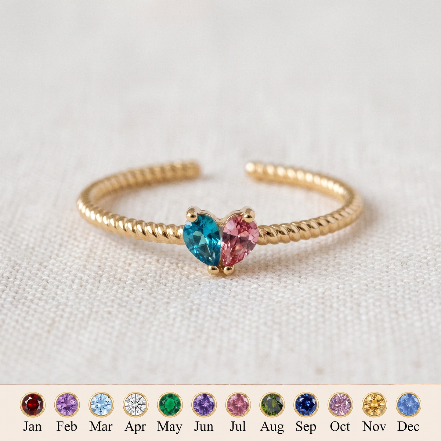 Half My Heart — Mother & Daughter Birthstone Ring