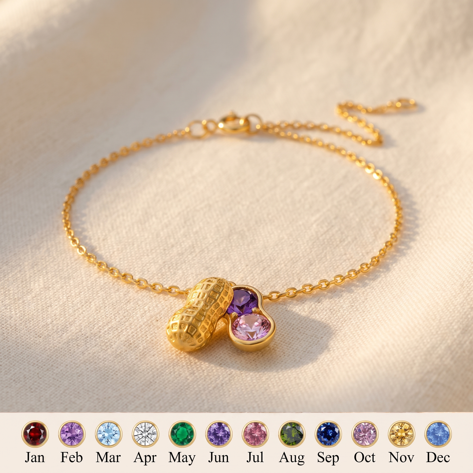 Nuts Together — Besties Birthstone Peanut Bracelet