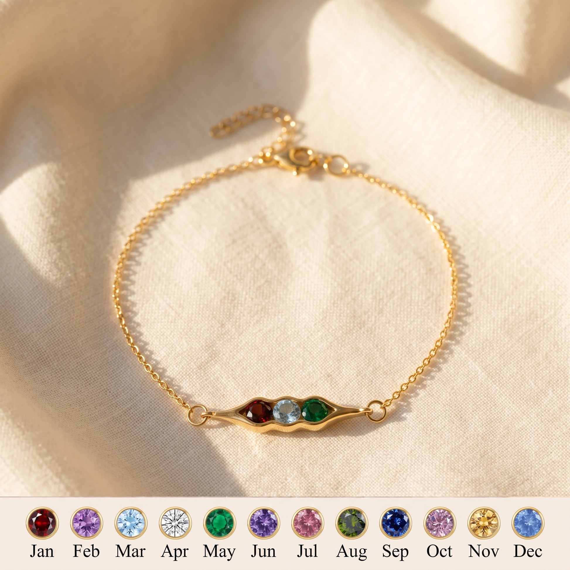 Same Pod — Besties Birthstone Pea Pod Bracelet