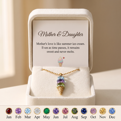 Never Melts — Mother's Ice Cream Birthstone Necklace