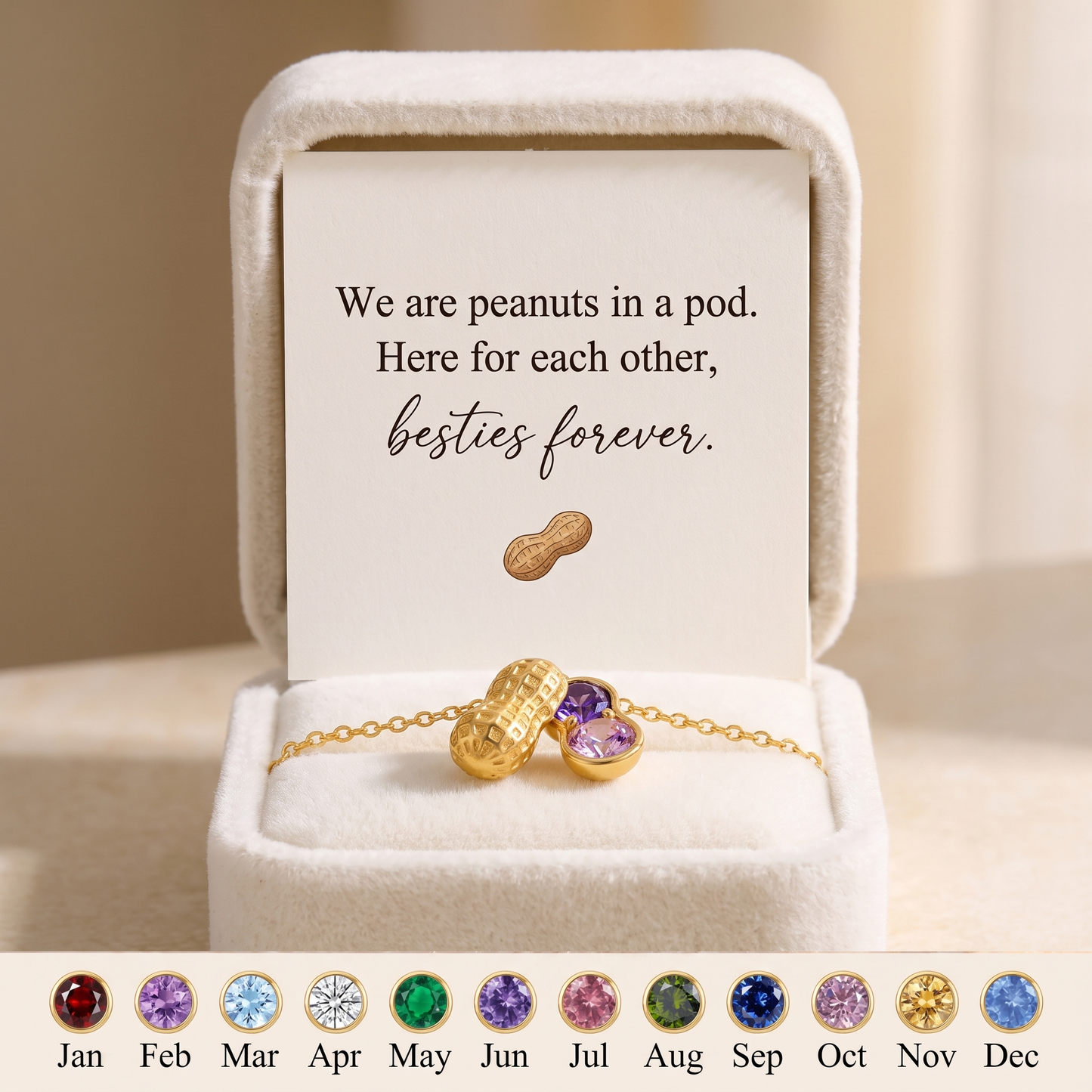 Nuts Together — Besties Birthstone Peanut Bracelet