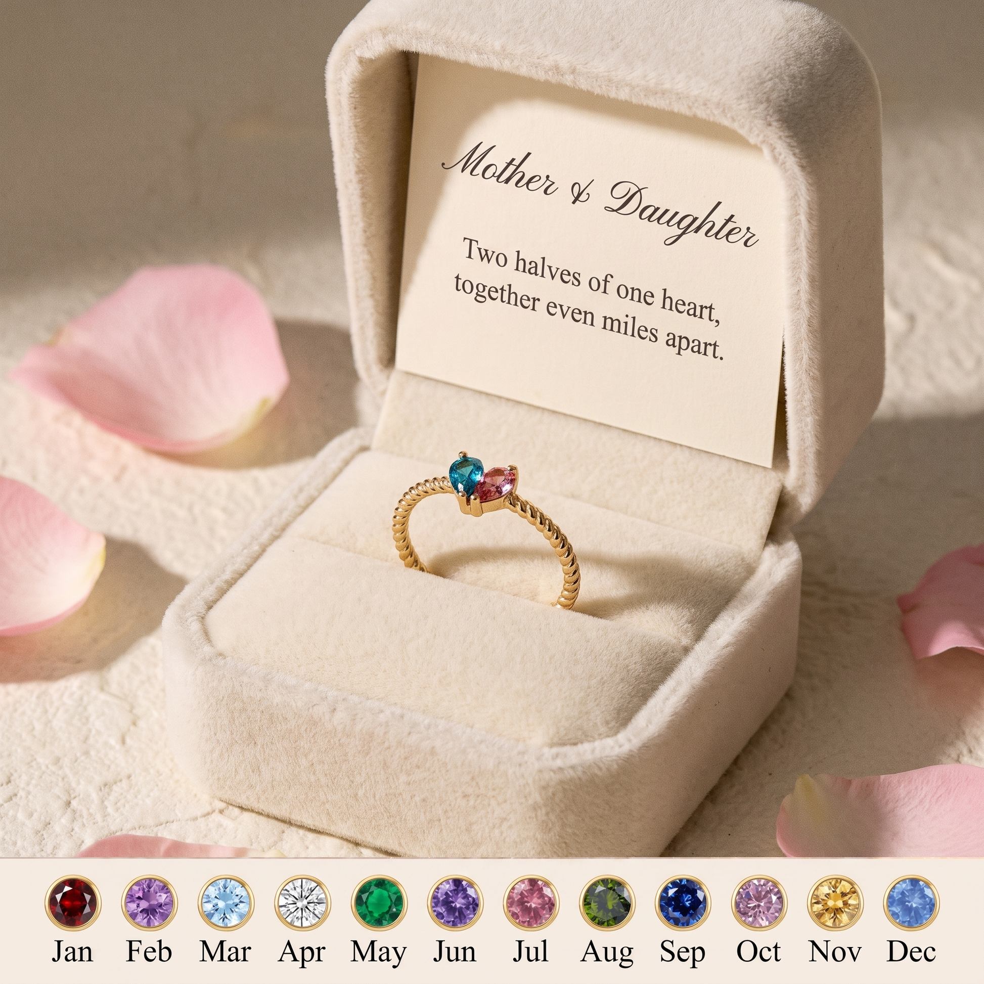 Half My Heart — Mother & Daughter Birthstone Ring