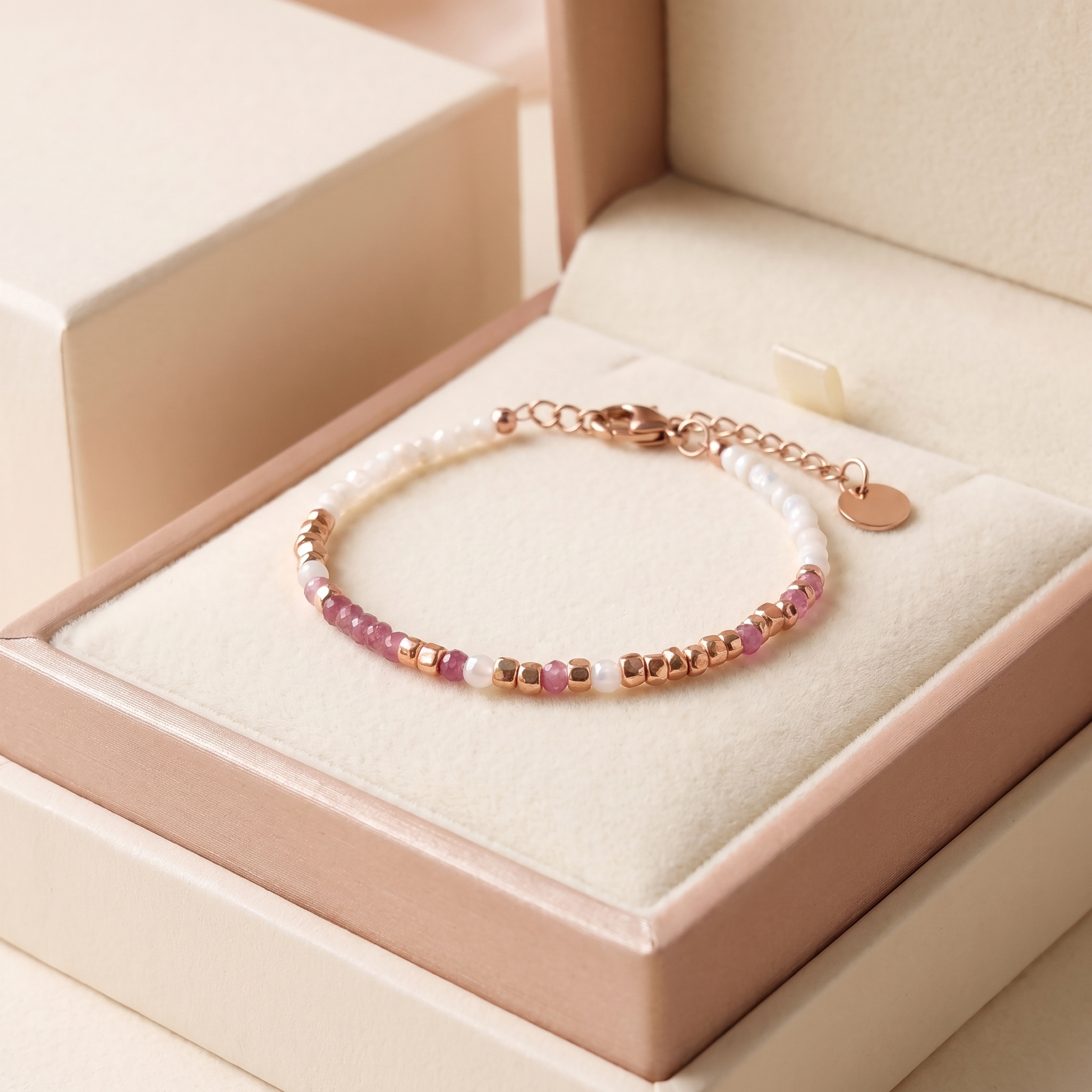This Is Your Fight — Pink Tourmaline Morse Code Bracelet