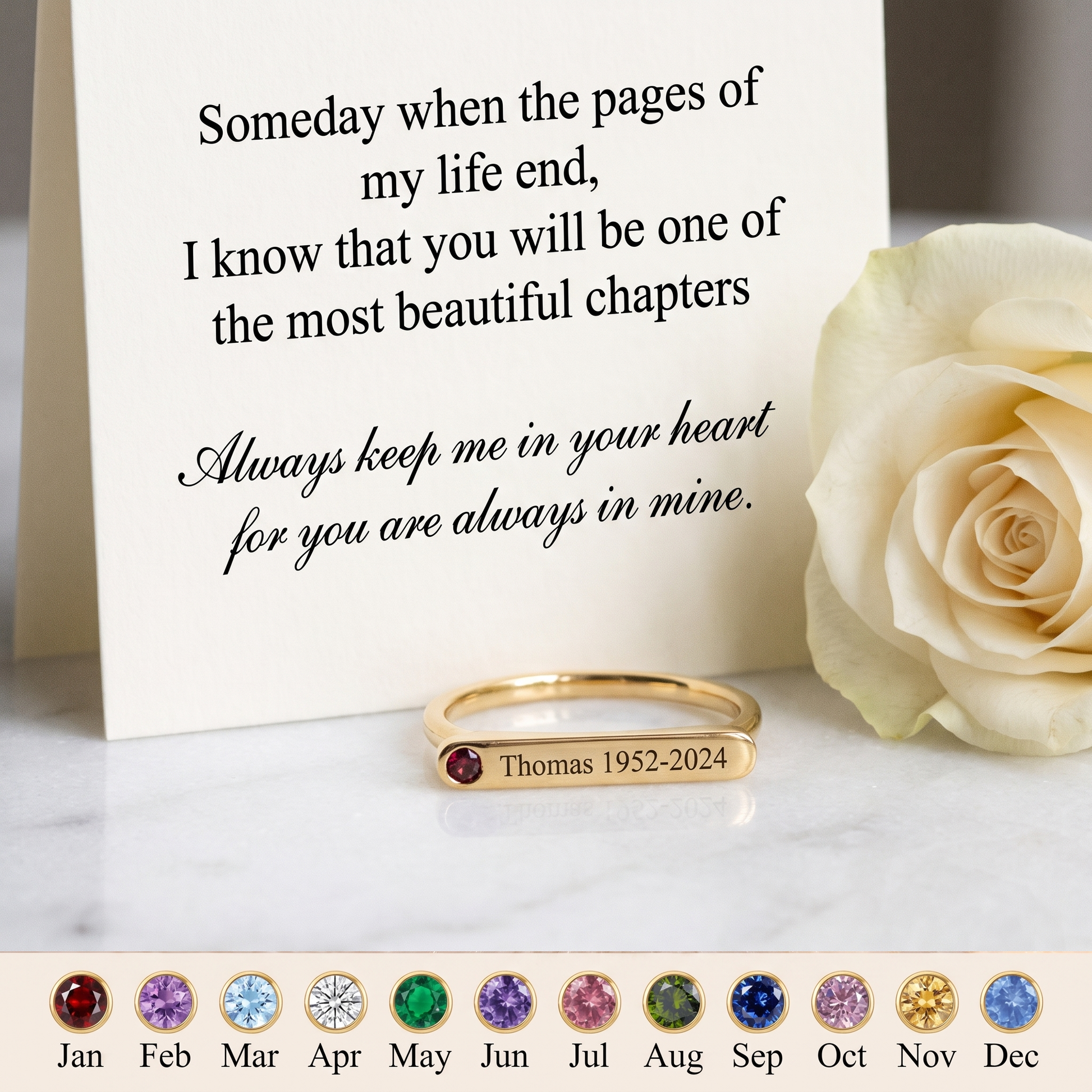 Forever With You — Memorial Name & Birthstone Ring
