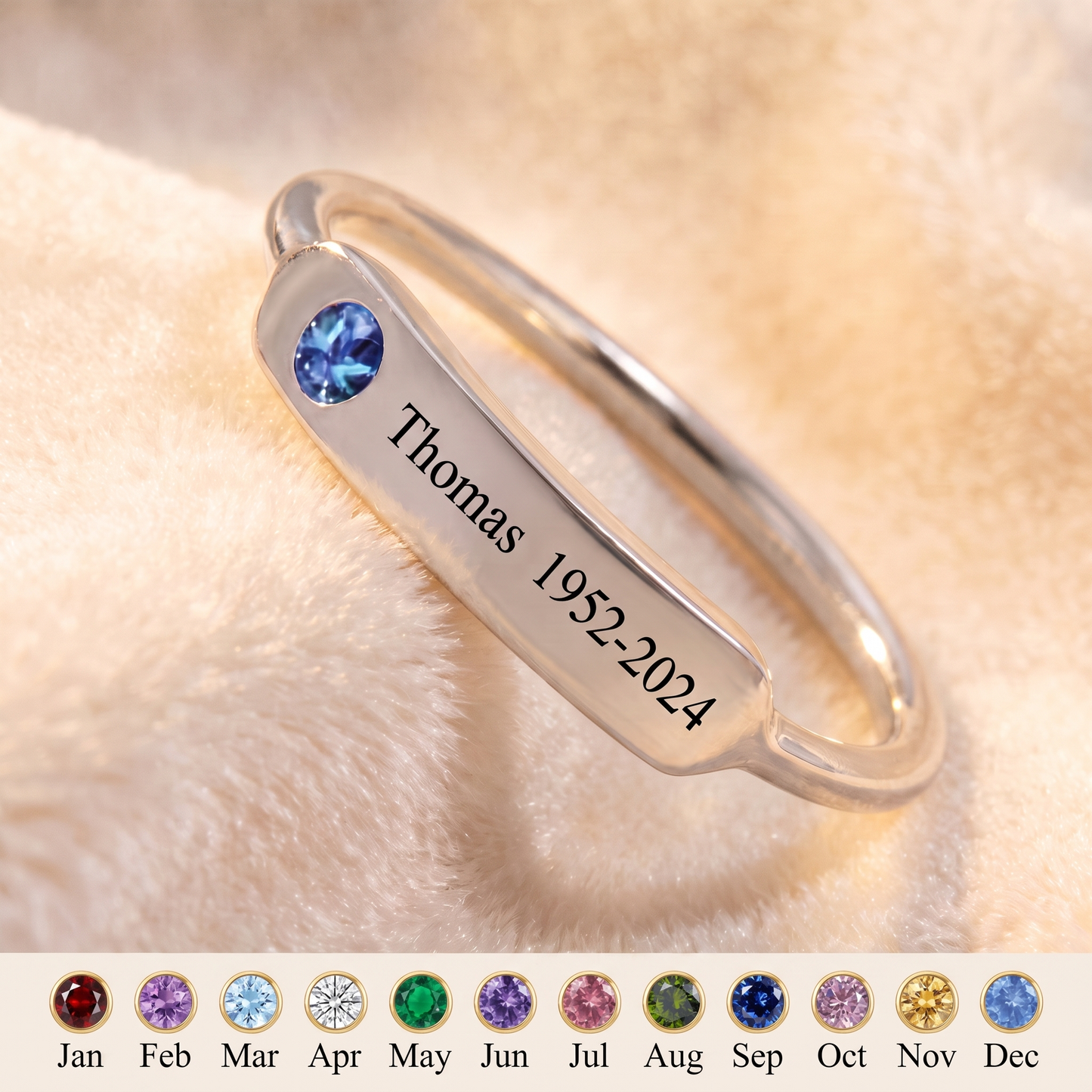 Forever With You — Memorial Name & Birthstone Ring
