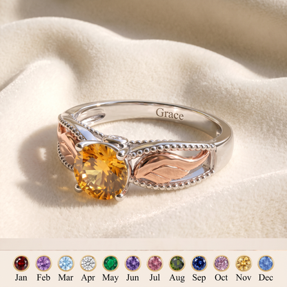 Wrapped in Wings — Angel Wing Memorial Birthstone Ring
