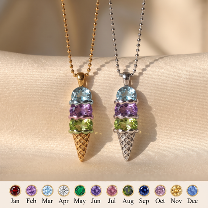Never Melts — Mother's Ice Cream Birthstone Necklace