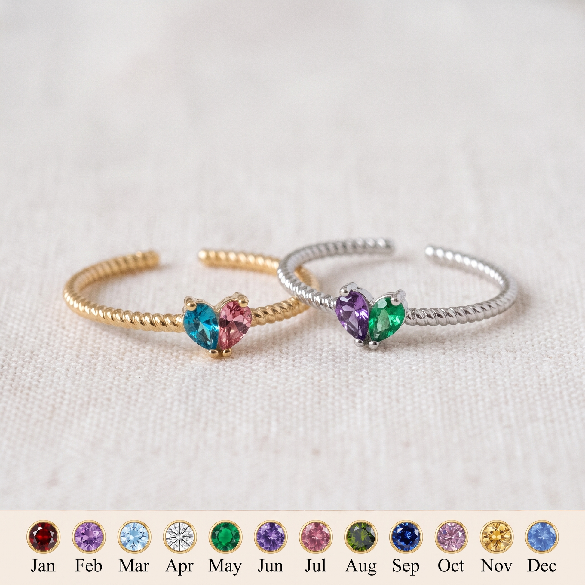 Half My Heart — Mother & Daughter Birthstone Ring