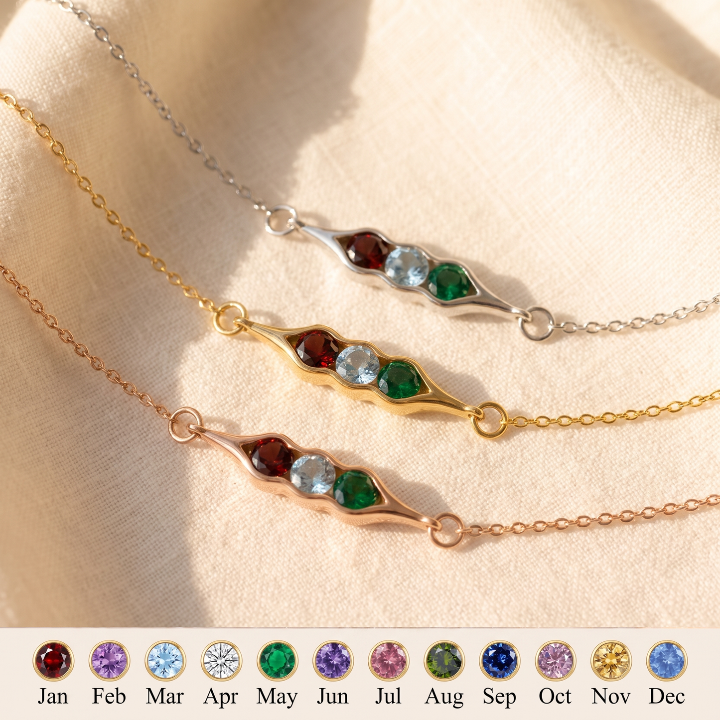 Same Pod — Besties Birthstone Pea Pod Bracelet