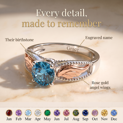 Wrapped in Wings — Angel Wing Memorial Birthstone Ring
