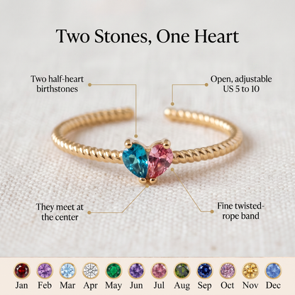 Half My Heart — Mother & Daughter Birthstone Ring