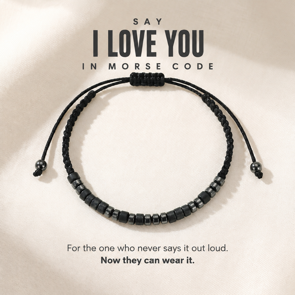 Say I love you in Morse code, the black stone and hematite bracelet