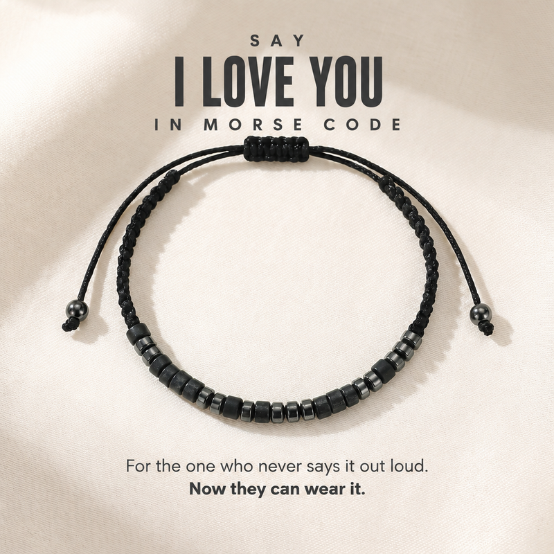 Say I love you in Morse code, the black stone and hematite bracelet