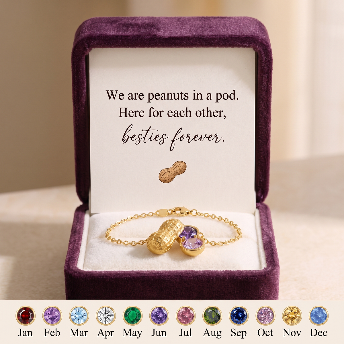Nuts Together in its plum velvet gift box