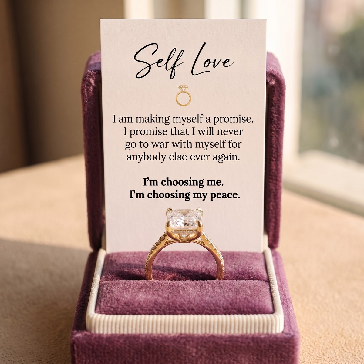 Choosing Me in its plum velvet gift box