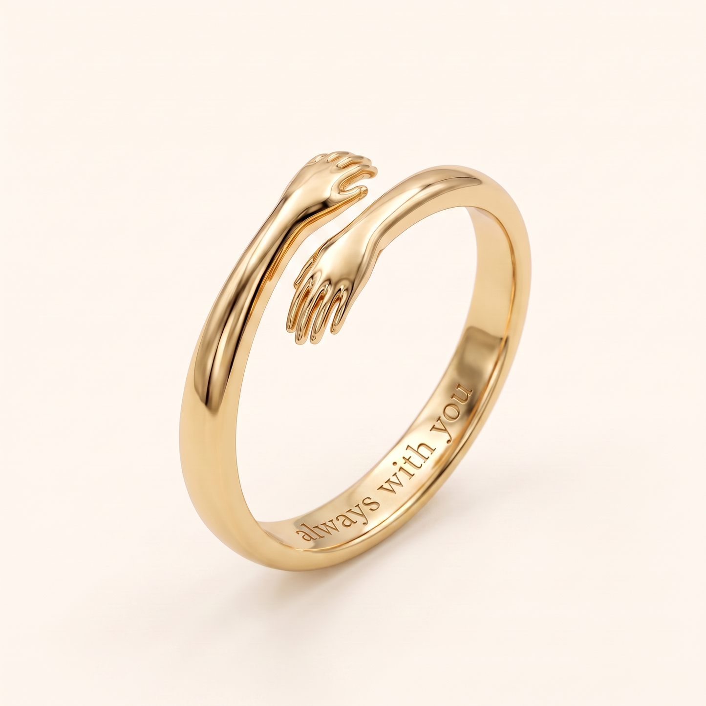 Gold hug ring engraved always with you inside the band