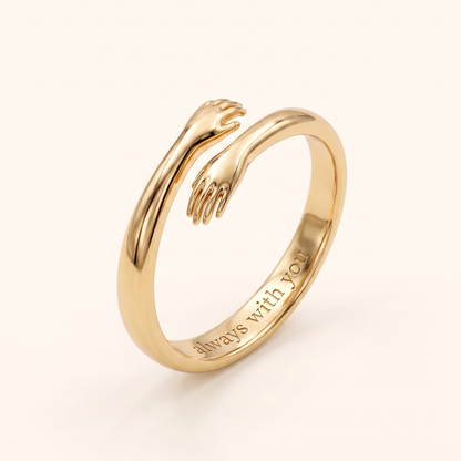 Gold hug ring engraved always with you inside the band
