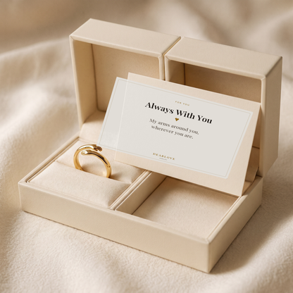 The Always With You keepsake card in the gift box beside the hug ring
