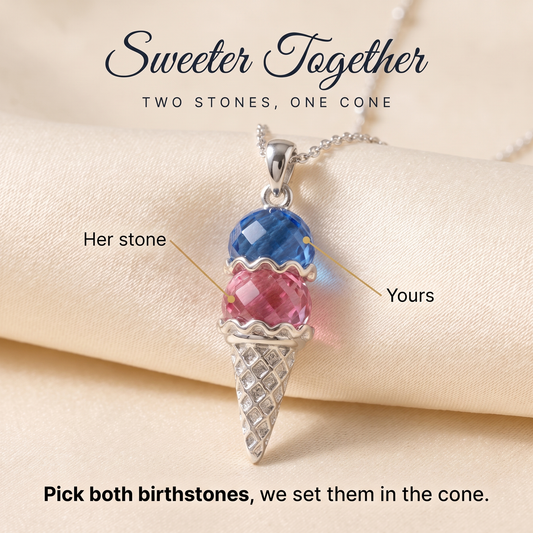 Sweeter Together, the two birthstones set in the cone