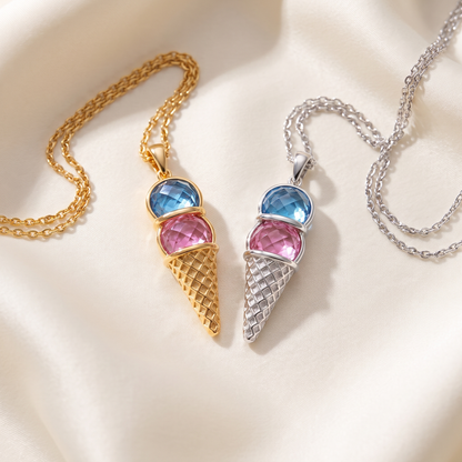 The pendant in gold and in silver