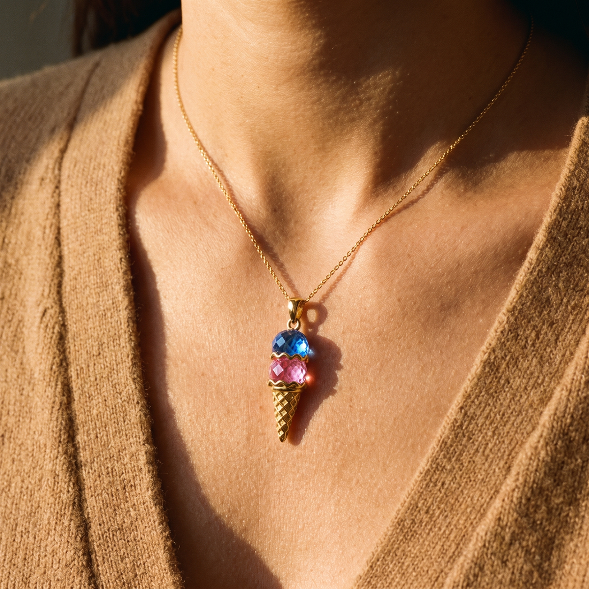 The gold pendant worn on the neck