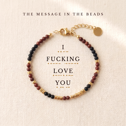 The message in the beads, word by word with its morse