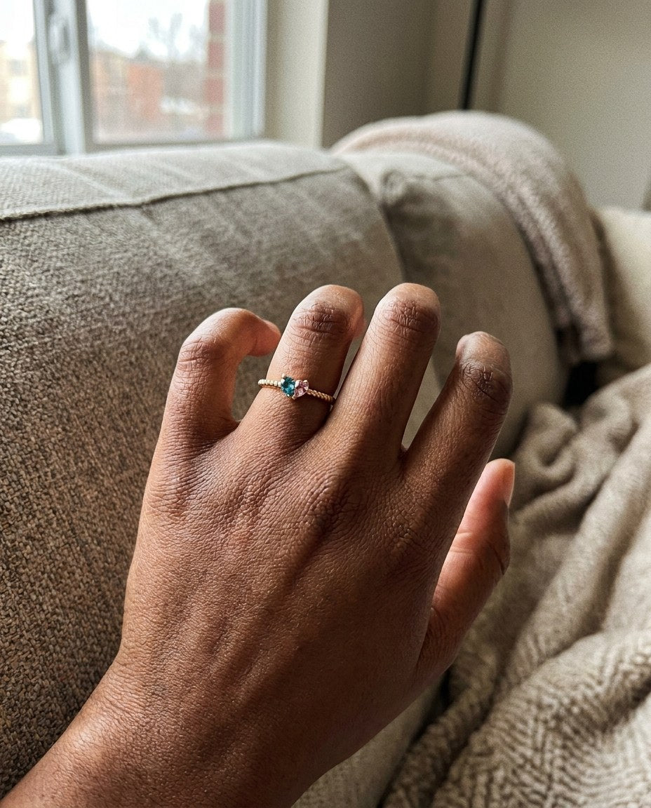 Customer wearing her Dearlove ring