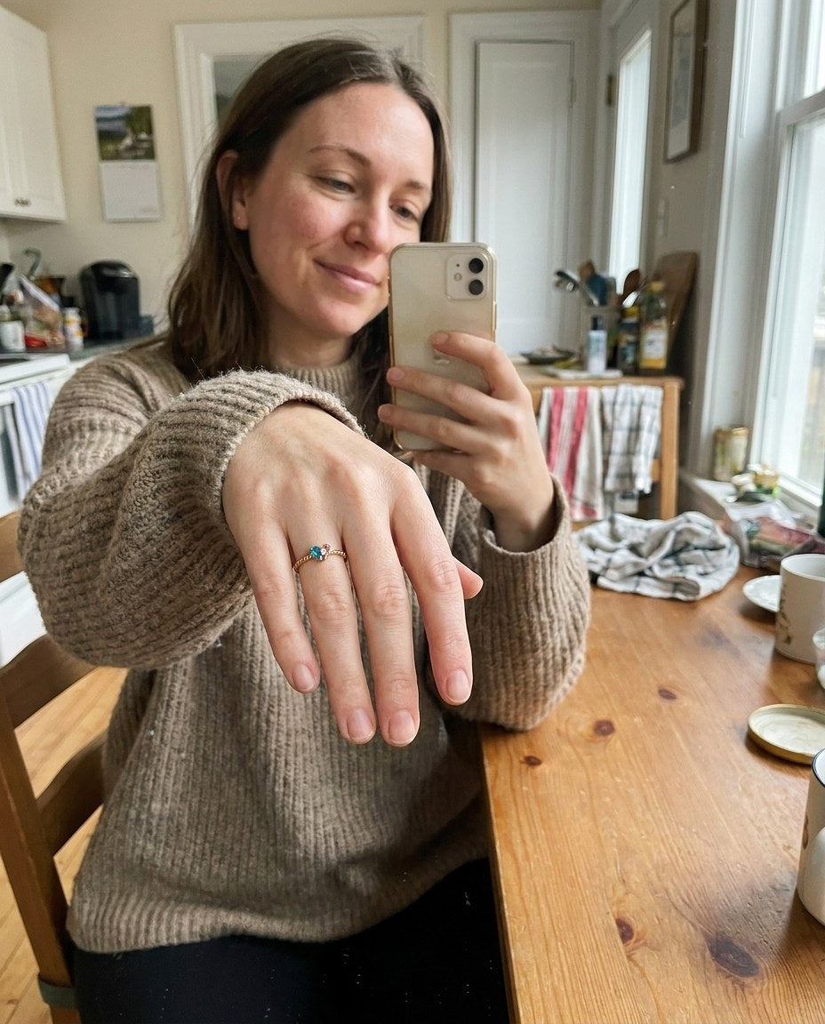 Customer wearing her Dearlove ring